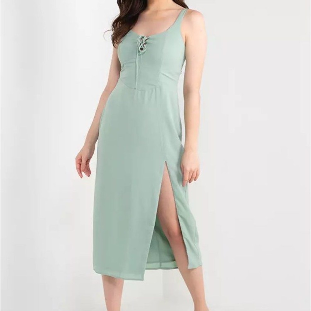 Abercrombie & Fitch Green Sleeveless Midi Sundress